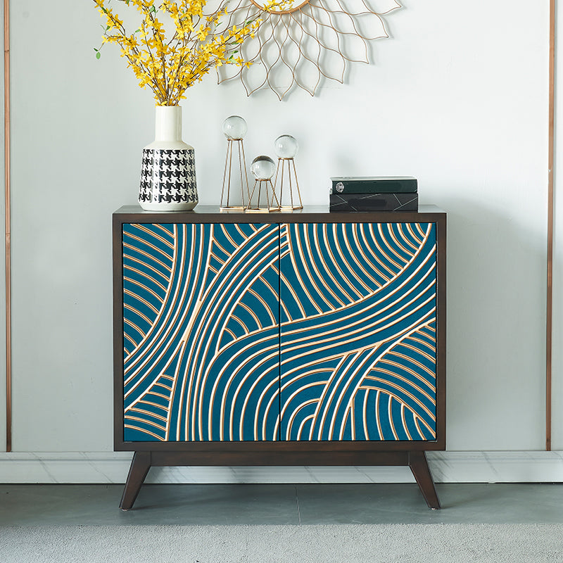 Solid Wood Sideboard Table with Adjustable Shelves Modern Dining Server