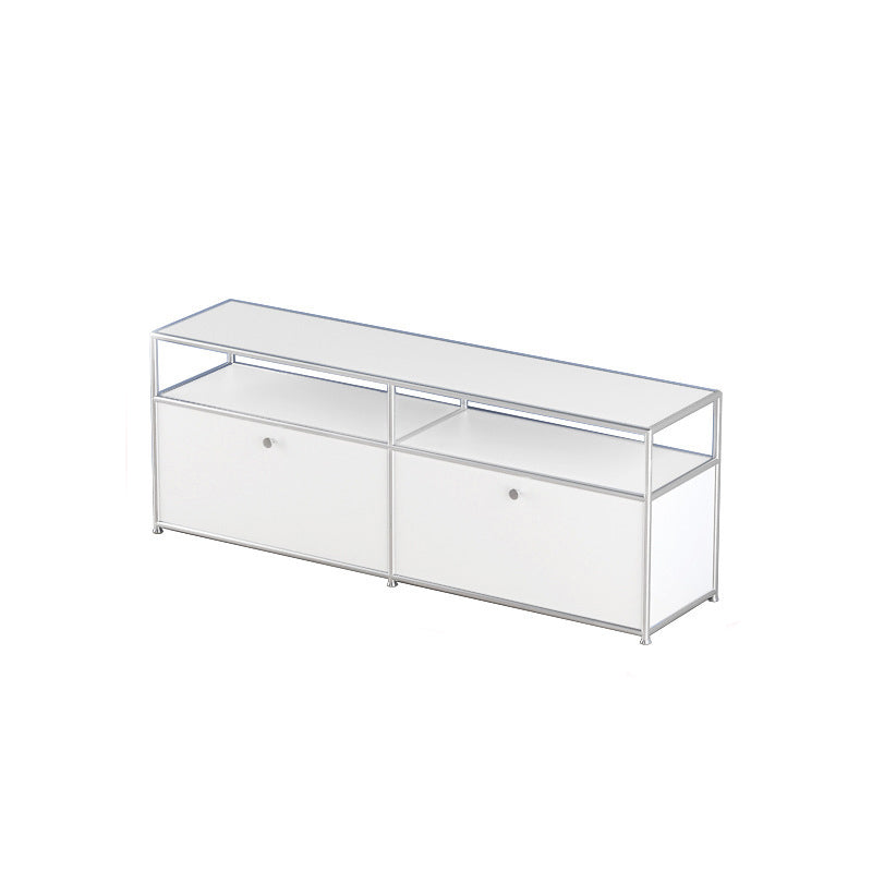 Modern White Sideboard with Metal Frame Faux Wood Dining Buffet with Drawers