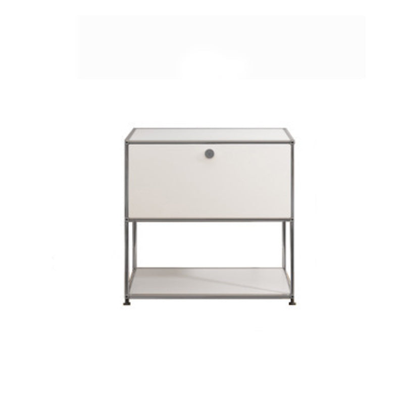 Modern White Sideboard with Metal Frame Faux Wood Dining Buffet with Drawers