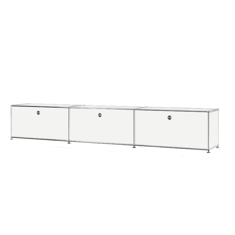 Modern White Sideboard with Metal Frame Faux Wood Dining Buffet with Drawers