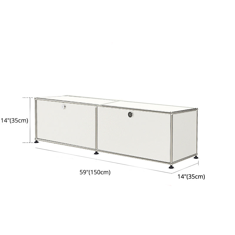 Modern White Sideboard with Metal Frame Faux Wood Dining Buffet with Drawers