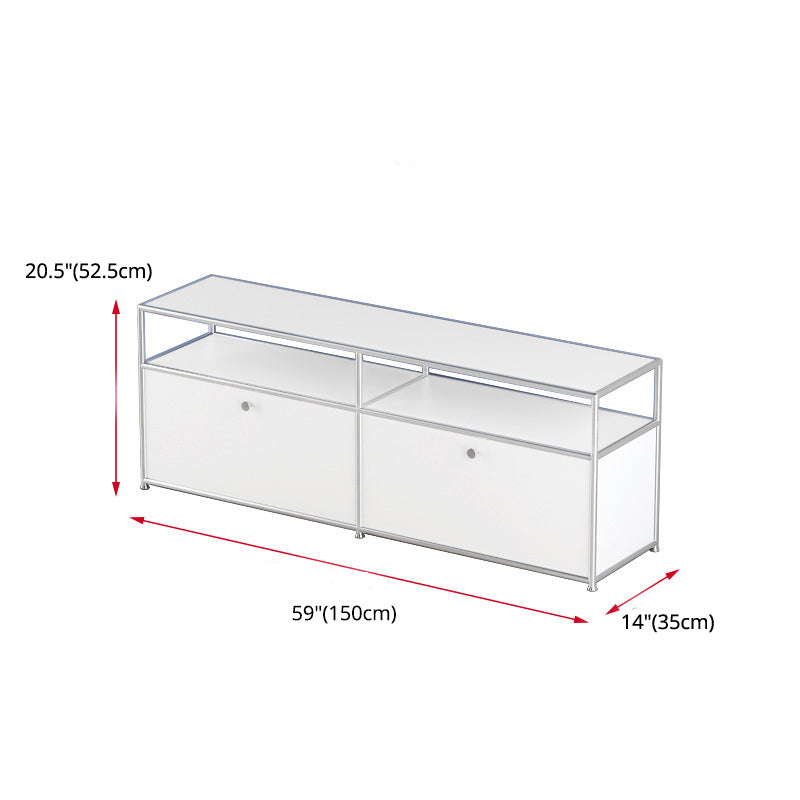 Modern White Sideboard with Metal Frame Faux Wood Dining Buffet with Drawers