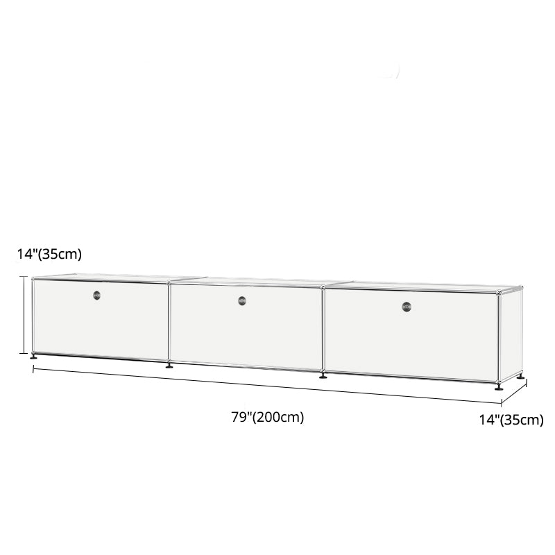 Modern White Sideboard with Metal Frame Faux Wood Dining Buffet with Drawers