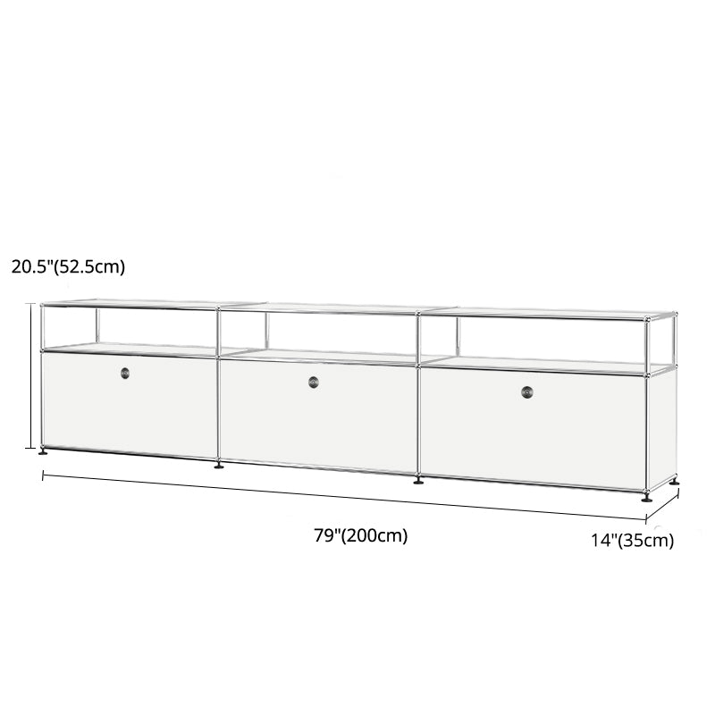 Modern White Sideboard with Metal Frame Faux Wood Dining Buffet with Drawers