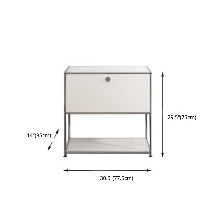 Modern White Sideboard with Metal Frame Faux Wood Dining Buffet with Drawers