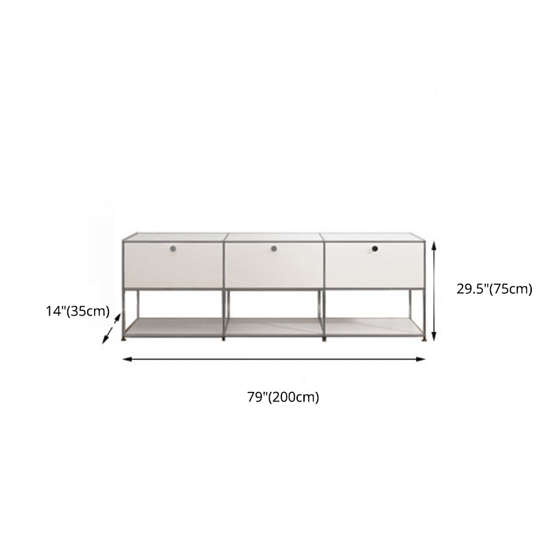 Modern White Sideboard with Metal Frame Faux Wood Dining Buffet with Drawers