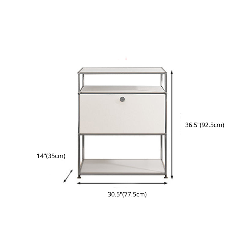 Modern White Sideboard with Metal Frame Faux Wood Dining Buffet with Drawers