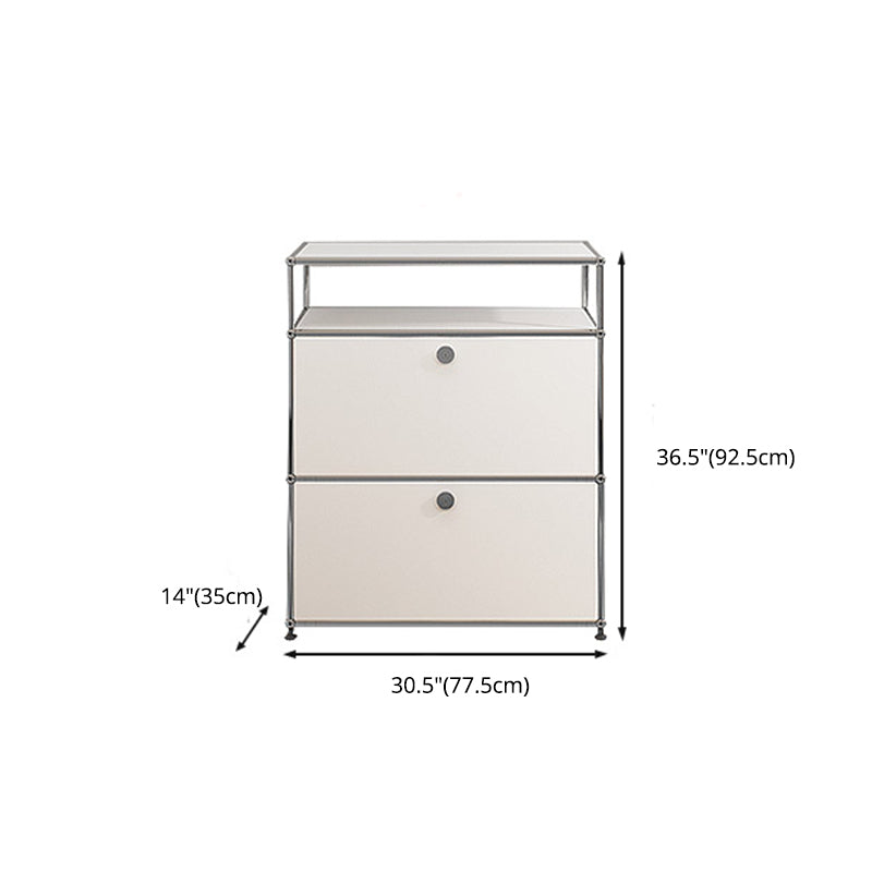 Modern White Sideboard with Metal Frame Faux Wood Dining Buffet with Drawers