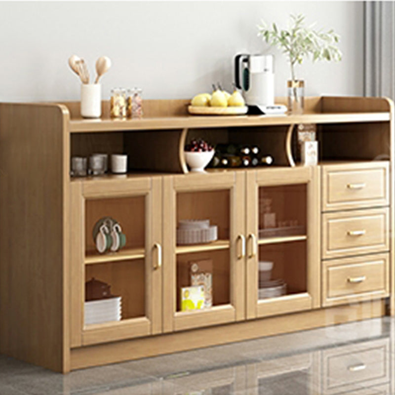 Rubberwood Solid Wood Sideboard Cabinets Contemporary Sideboard for Living Room