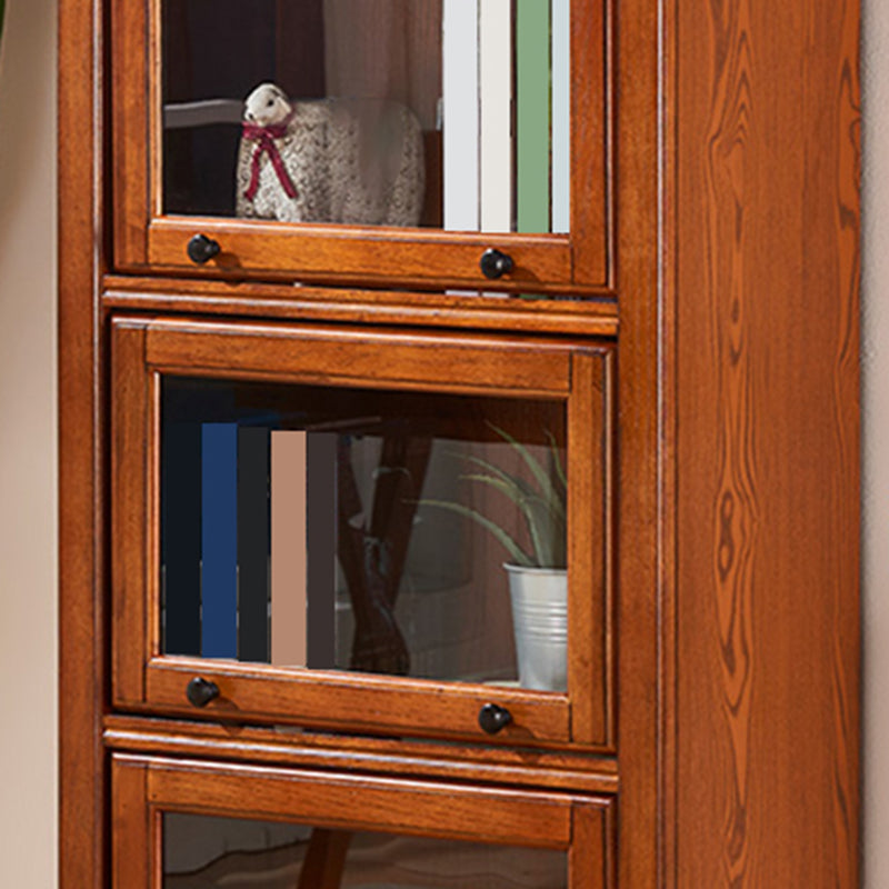 Mid-Century Modern Side Cabinet Square Accent Cabinet with Glass Paned