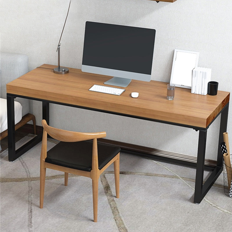 Industrial Metal Sled Office Desk Brown Home Writing Desk with Metal Legs