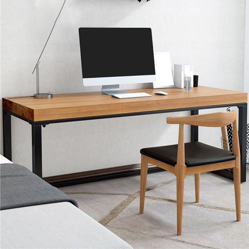 Industrial Metal Sled Office Desk Brown Home Writing Desk with Metal Legs