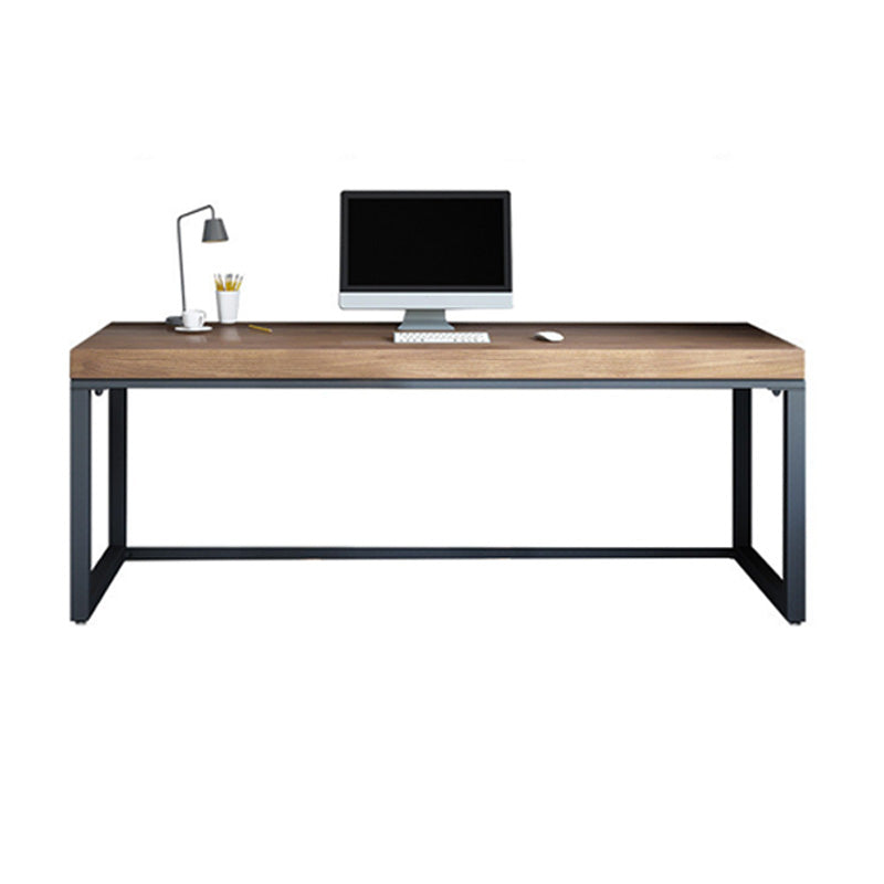 Industrial Metal Sled Office Desk Brown Home Writing Desk with Metal Legs