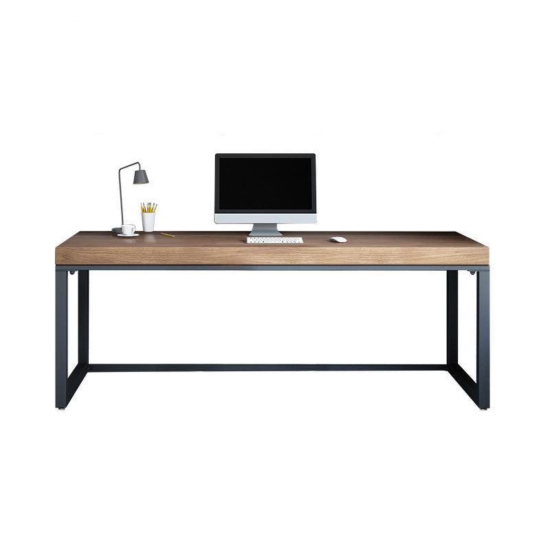 Industrial Metal Sled Office Desk Brown Home Writing Desk with Metal Legs