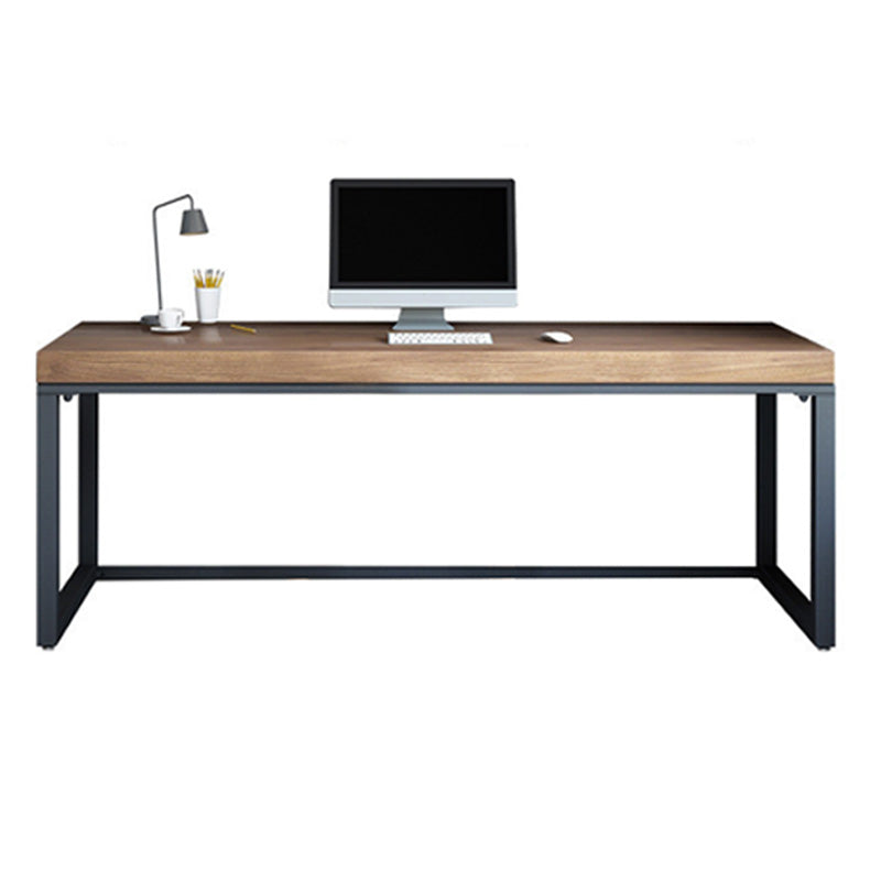 Industrial Metal Sled Office Desk Brown Home Writing Desk with Metal Legs