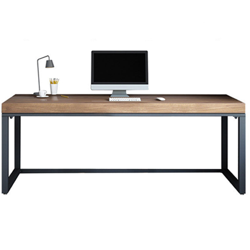 Industrial Metal Sled Office Desk Brown Home Writing Desk with Metal Legs