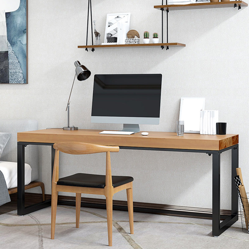 Industrial Metal Sled Office Desk Brown Home Writing Desk with Metal Legs