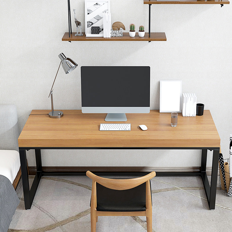 Industrial Metal Sled Office Desk Brown Home Writing Desk with Metal Legs