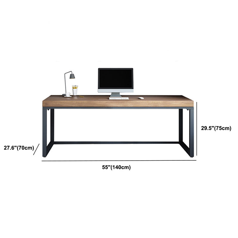 Industrial Metal Sled Office Desk Brown Home Writing Desk with Metal Legs