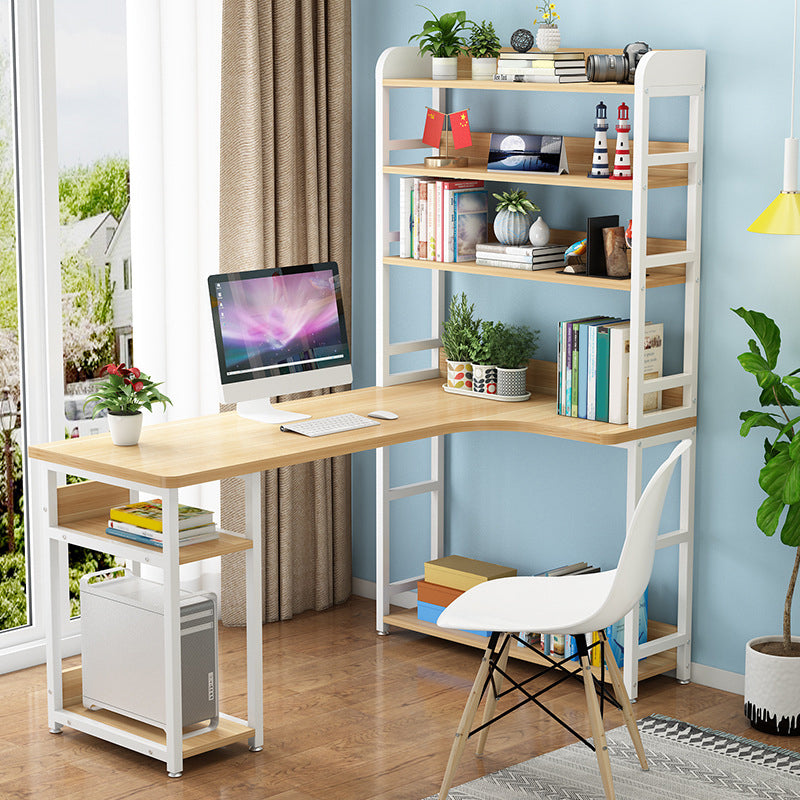 Contemporary Writing Desk L-Shape Writing Desk with Bookshelf