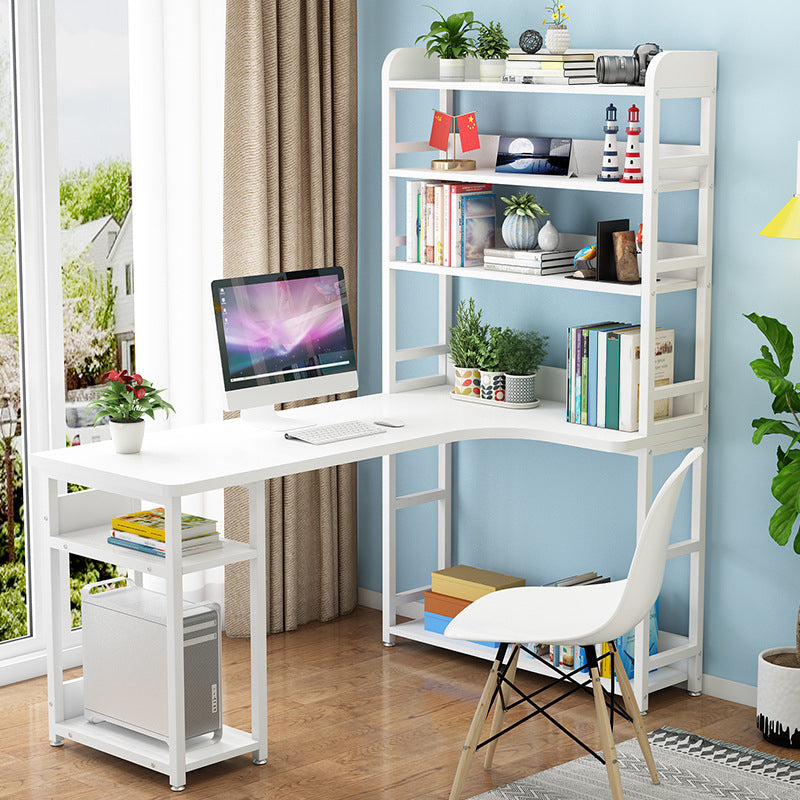 Contemporary Writing Desk L-Shape Writing Desk with Bookshelf