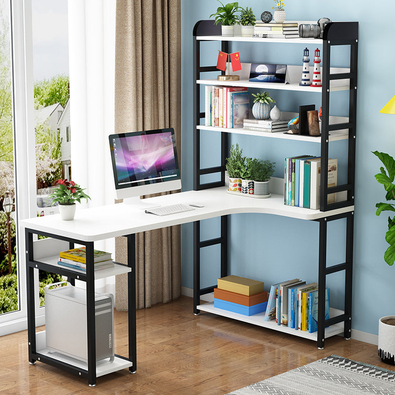 Contemporary Writing Desk L-Shape Writing Desk with Bookshelf