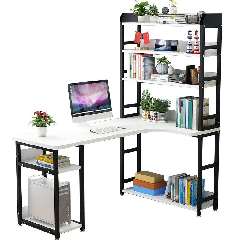 Contemporary Writing Desk L-Shape Writing Desk with Bookshelf