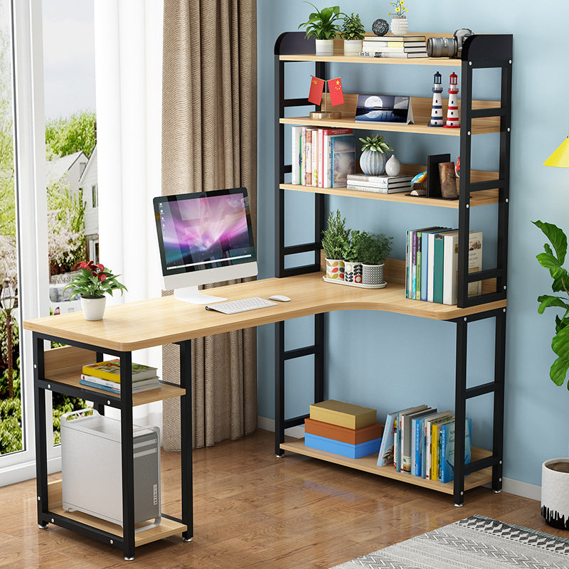 Contemporary Writing Desk L-Shape Writing Desk with Bookshelf