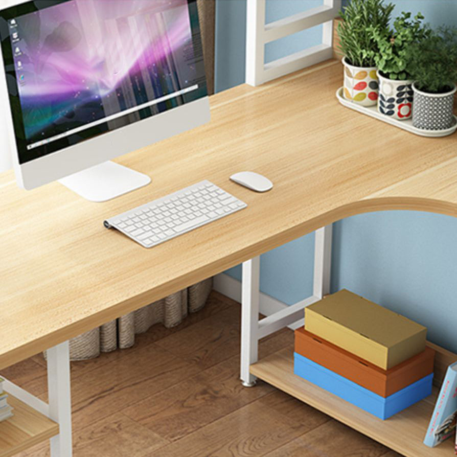 Contemporary Writing Desk L-Shape Writing Desk with Bookshelf