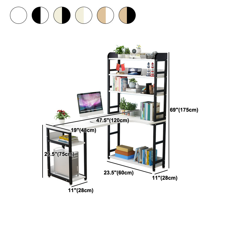 Contemporary Writing Desk L-Shape Writing Desk with Bookshelf