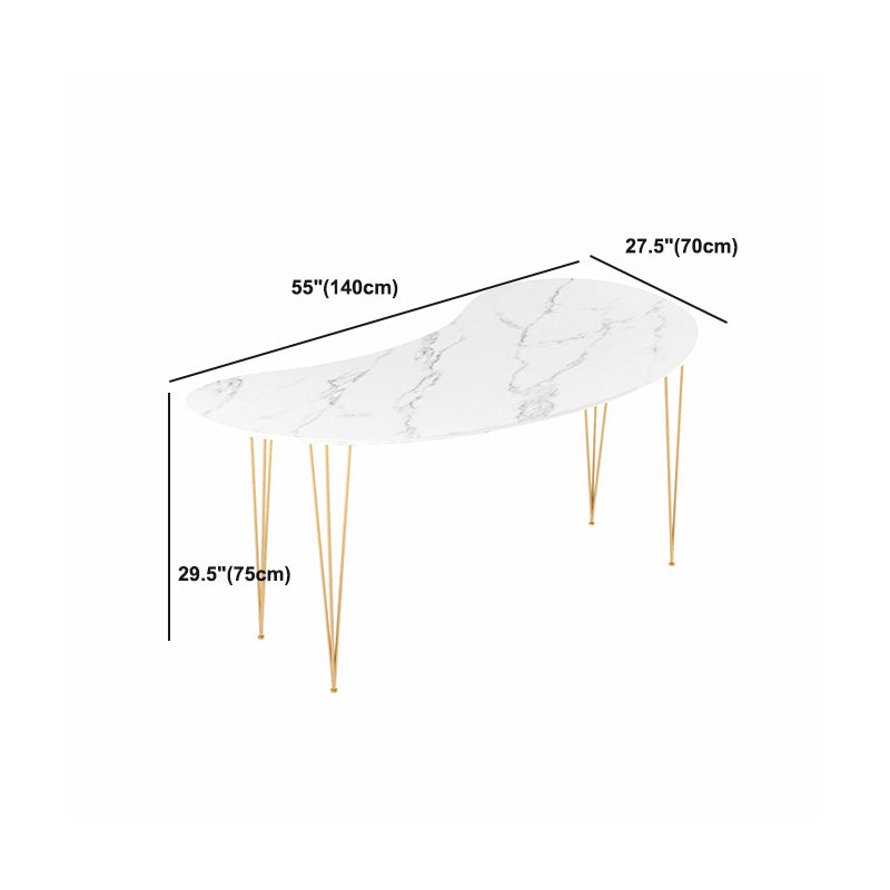 Contemporary Marble Computer Desk for Home 30"H Desk with Metal Legs