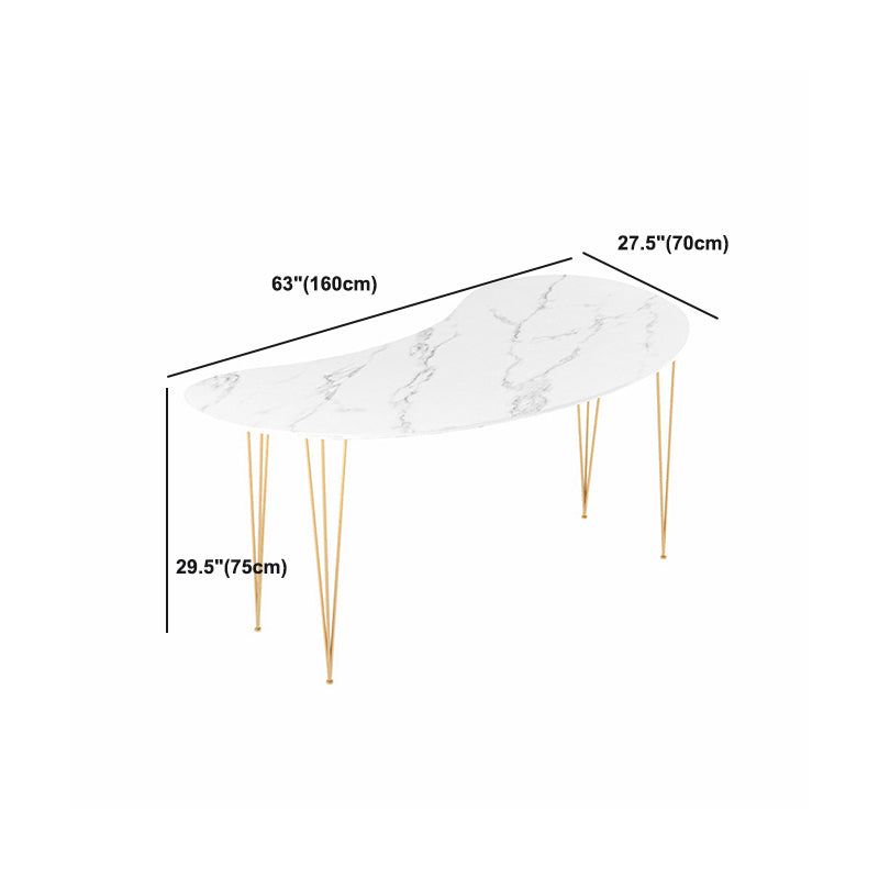 Contemporary Marble Computer Desk for Home 30"H Desk with Metal Legs