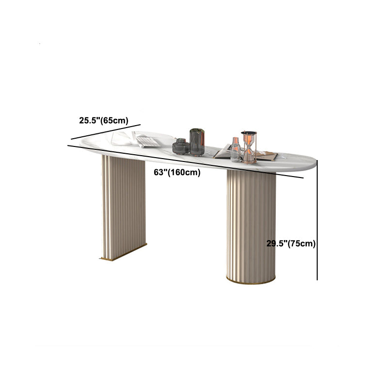 Contemporary Marble Computer Desk for Home 30"H Desk in White