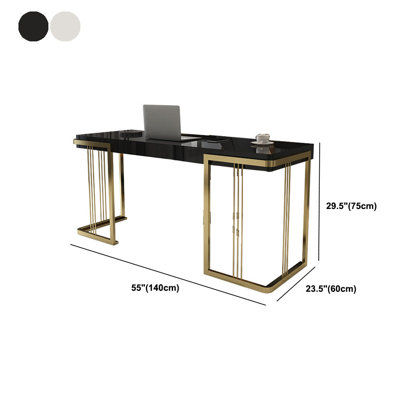 Marble Rectangular Office Desk Modern H-Shape Writing Desk for Home