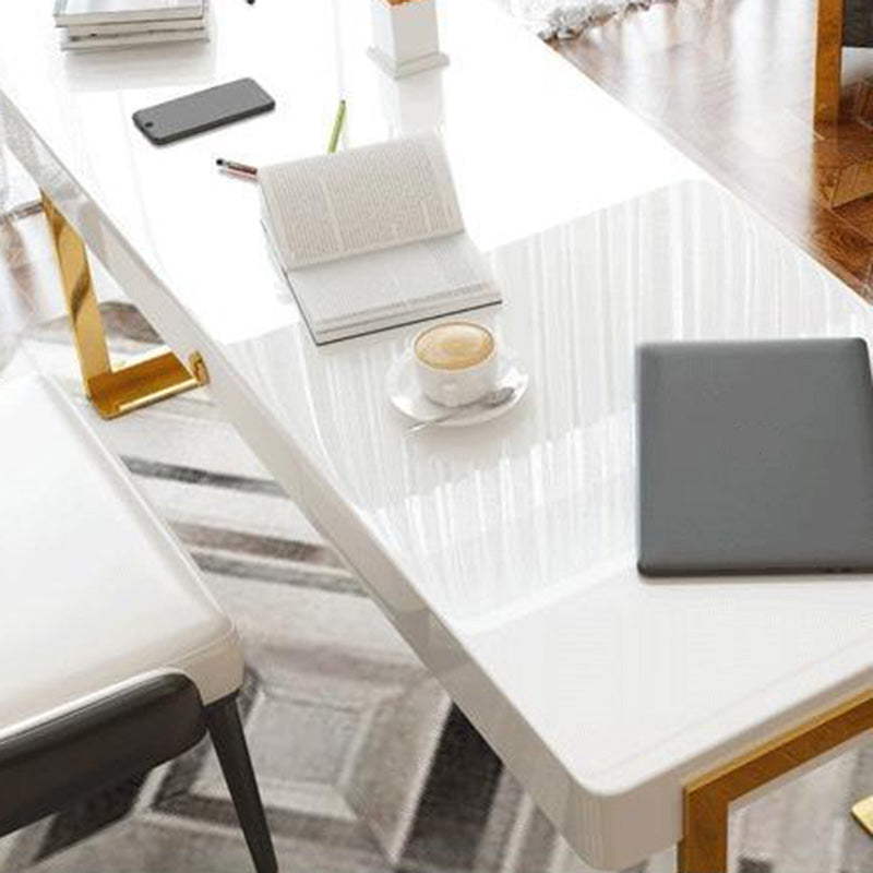 Glam Mirrored Office Desk Rectangular with Gold Metal Legs Writing Desk