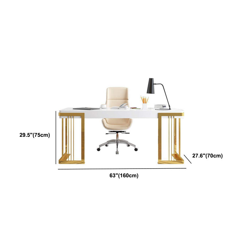 Glam Mirrored Office Desk Rectangular with Gold Metal Legs Writing Desk