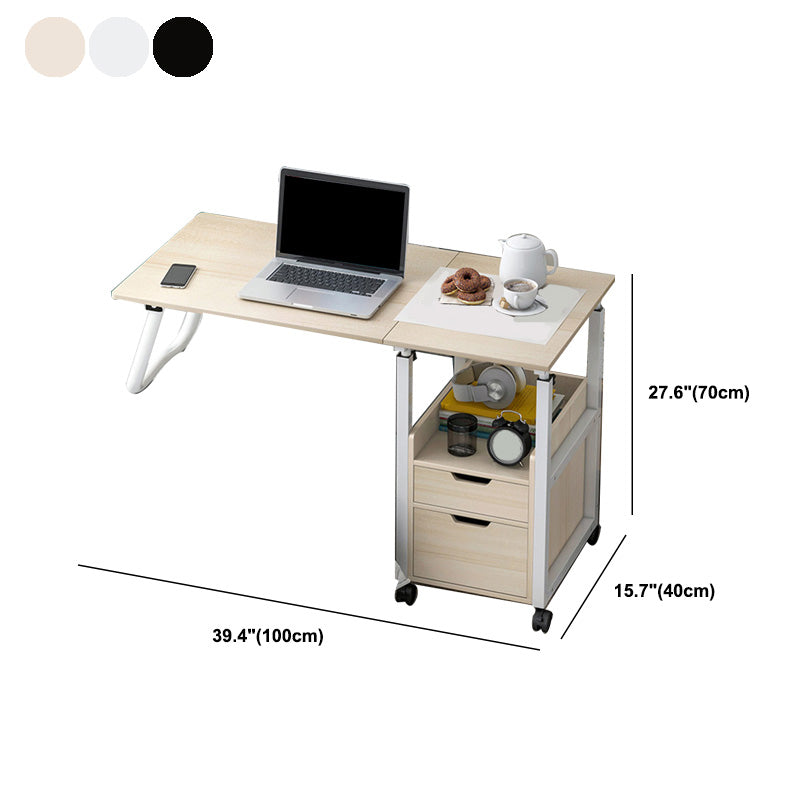 Contemporary Wooden Writing Desk Bedroom with Caster Wheels Desk