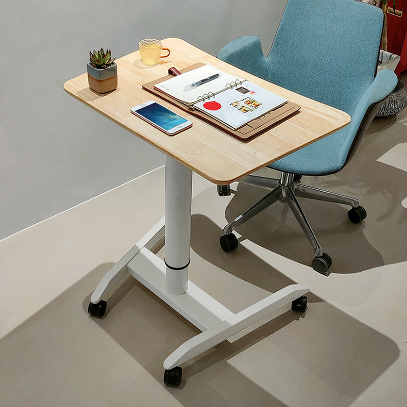 Modern Solid Wood Standing Desk with Metal H-Shape Base Desk