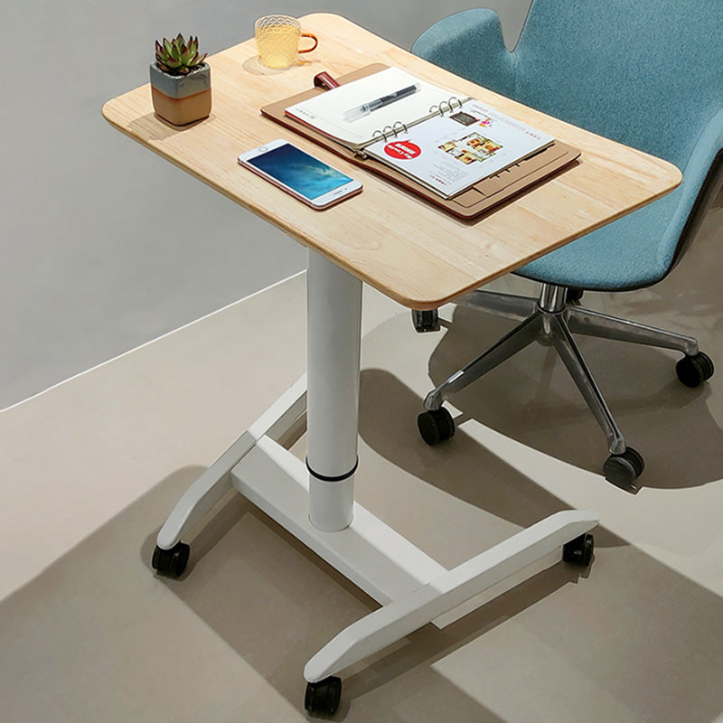 Modern Solid Wood Standing Desk with Metal H-Shape Base Desk