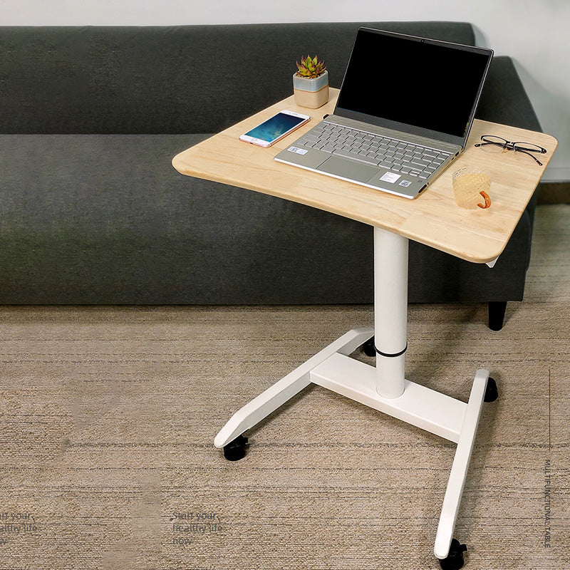 Modern Solid Wood Standing Desk with Metal H-Shape Base Desk