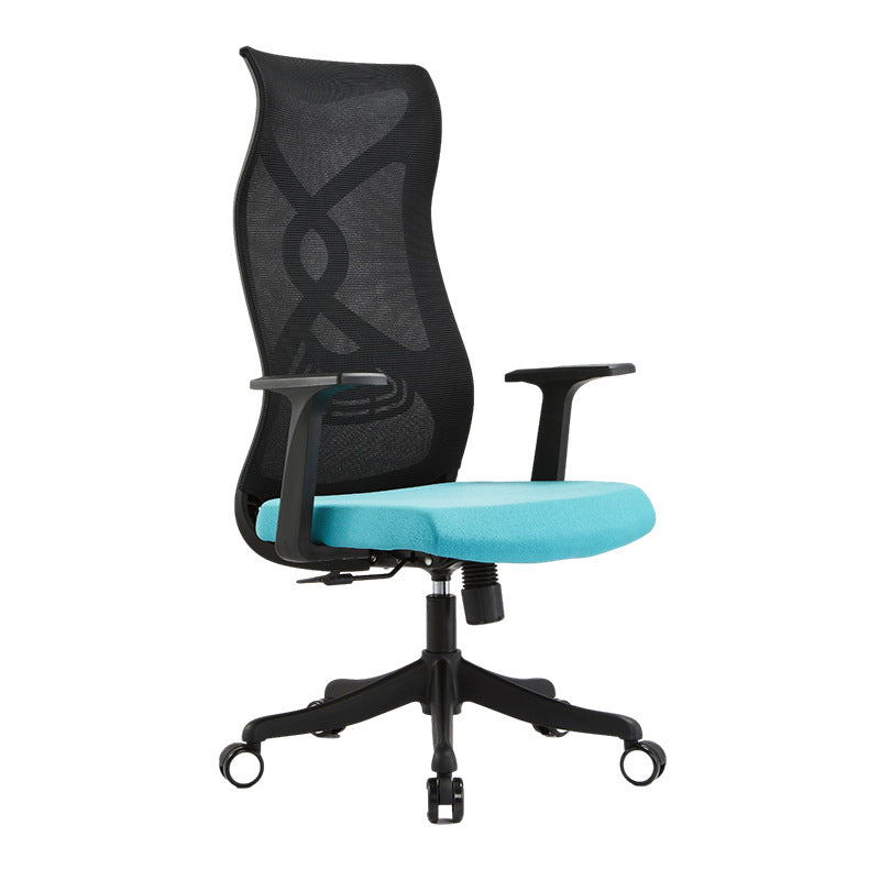 Fixed Arms Office Chair Microfiber Desk High Back Chair Swivel Ergonomic