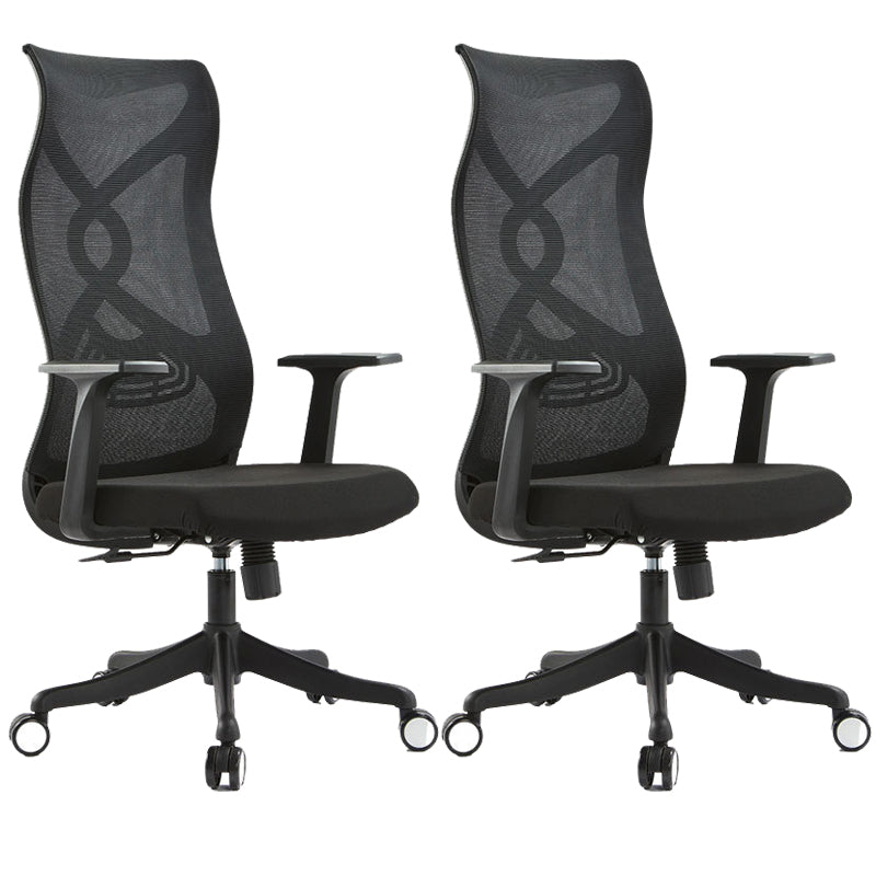 Fixed Arms Office Chair Microfiber Desk High Back Chair Swivel Ergonomic