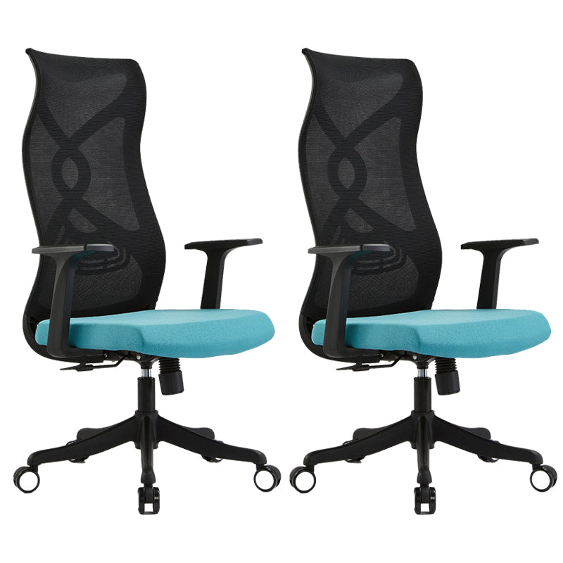 Fixed Arms Office Chair Microfiber Desk High Back Chair Swivel Ergonomic