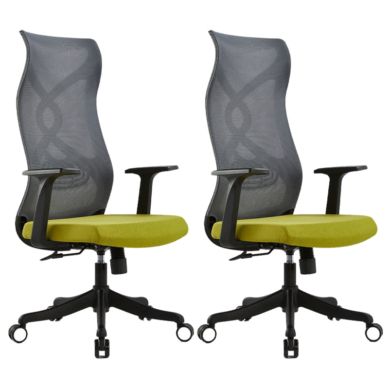 Fixed Arms Office Chair Microfiber Desk High Back Chair Swivel Ergonomic