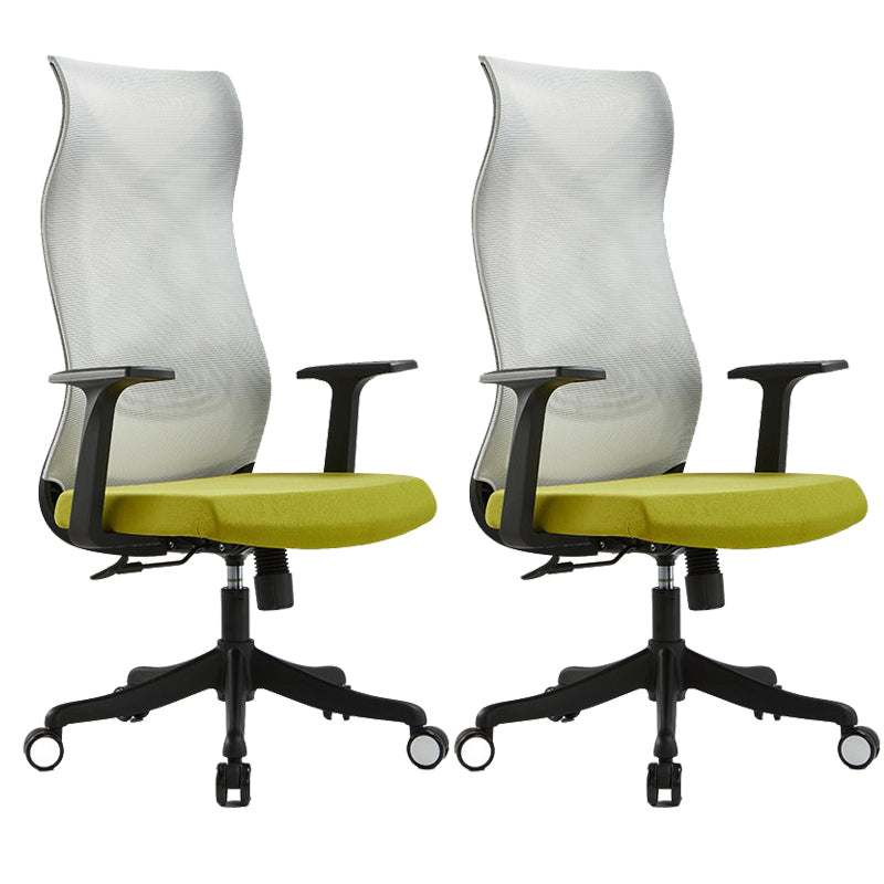 Fixed Arms Office Chair Microfiber Desk High Back Chair Swivel Ergonomic