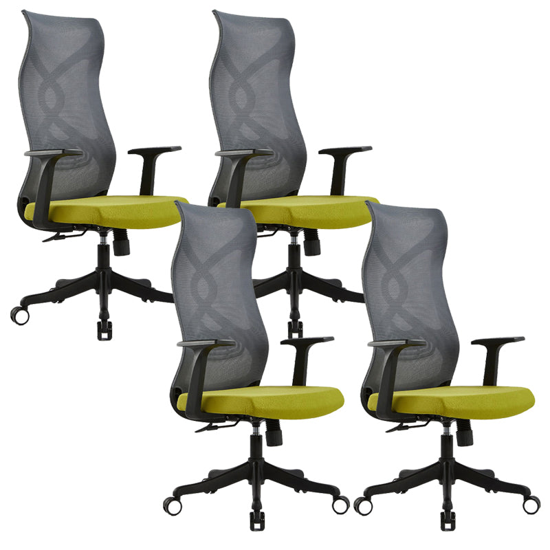 Fixed Arms Office Chair Microfiber Desk High Back Chair Swivel Ergonomic