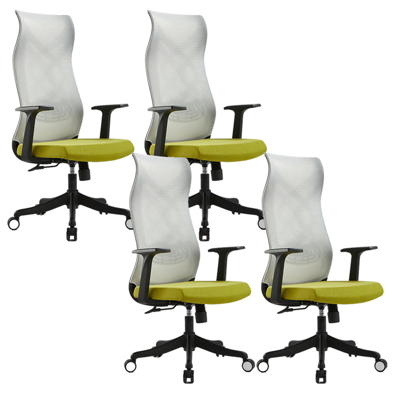 Fixed Arms Office Chair Microfiber Desk High Back Chair Swivel Ergonomic