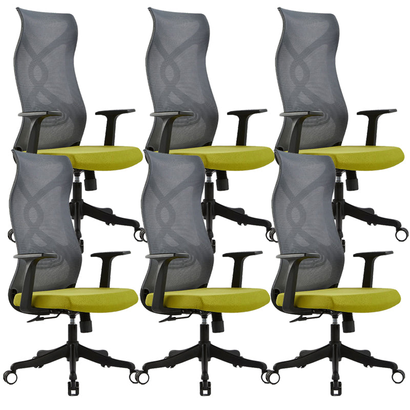 Fixed Arms Office Chair Microfiber Desk High Back Chair Swivel Ergonomic