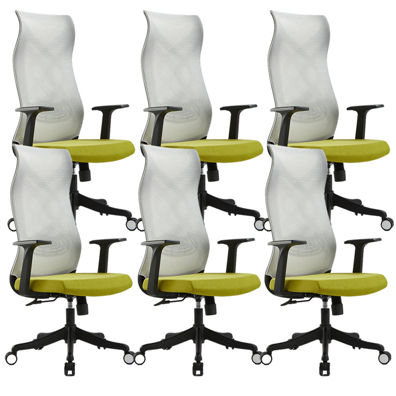 Fixed Arms Office Chair Microfiber Desk High Back Chair Swivel Ergonomic