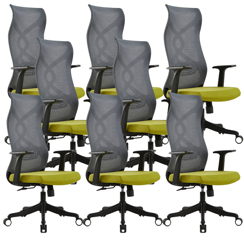 Fixed Arms Office Chair Microfiber Desk High Back Chair Swivel Ergonomic